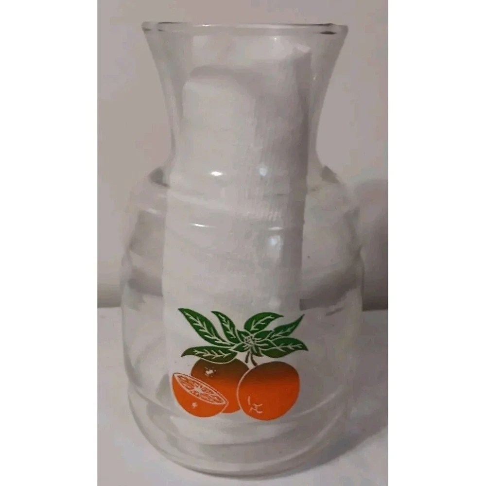Vintage Orange Juice Carafe Jar GE Food Freezers Beverage Glass Container